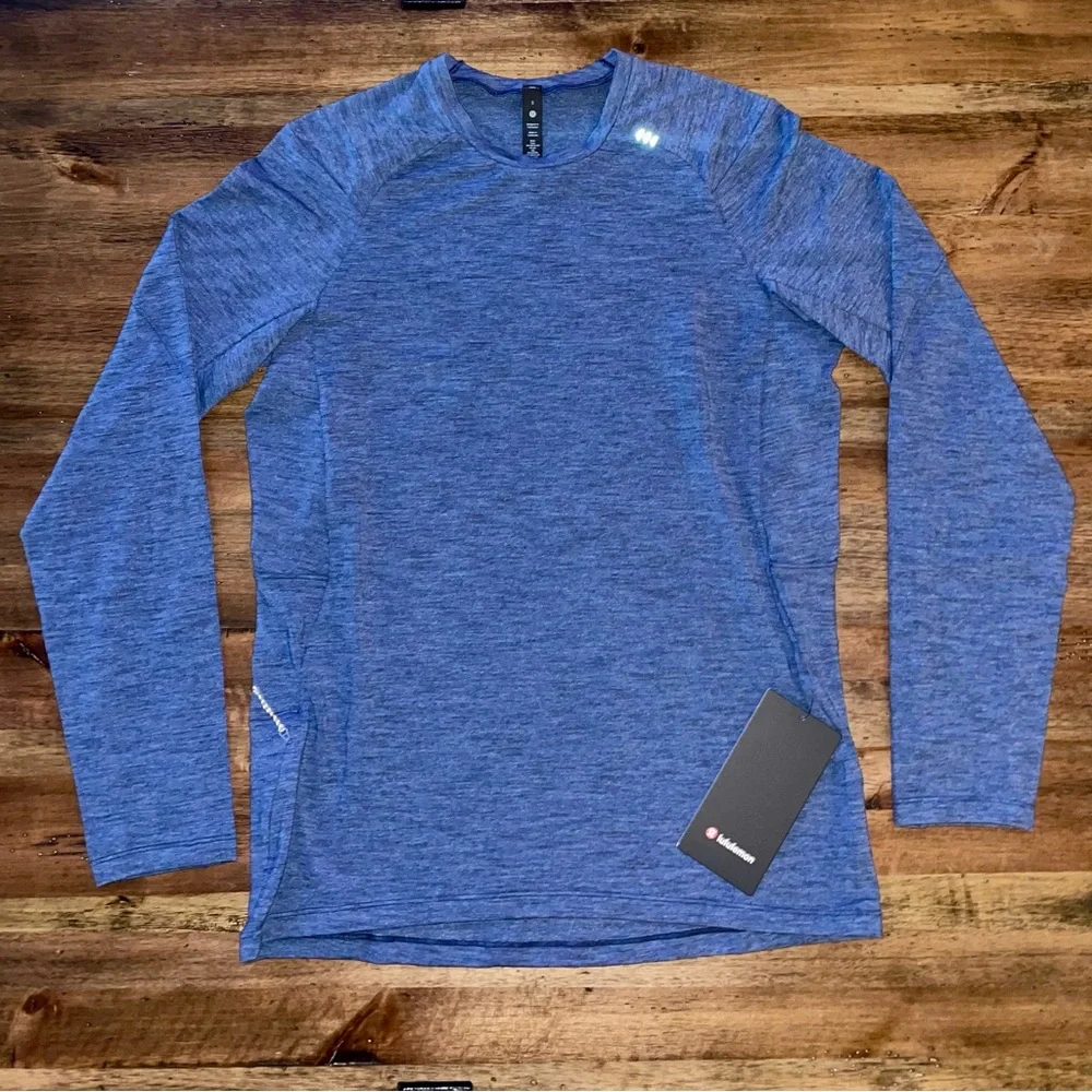 Mens Lululemon Blue Surge Warm Long Sleeve w Thumbholes MSRP $98 - Picture 1 of 6